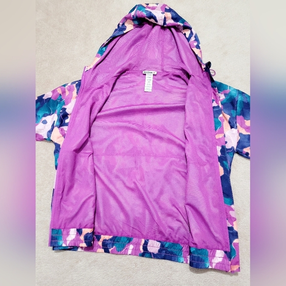 Reebok Women’s Hooded Windbreaker Jacket Abstract Print Size Large Zip Front - Picture 7 of 15